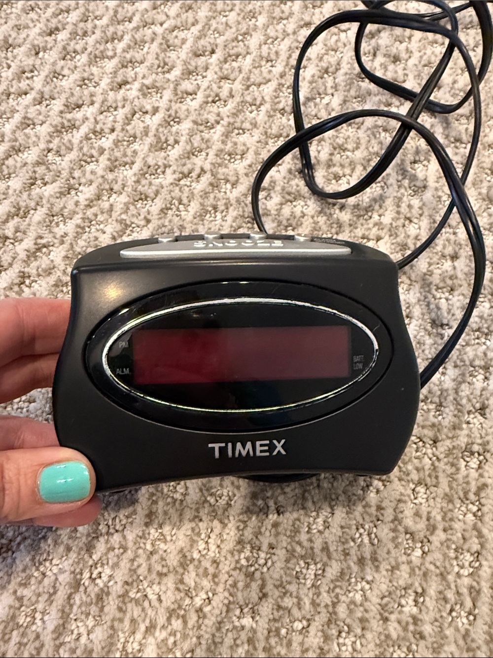 Timex T101B Extra Loud Black Clock with Red Display